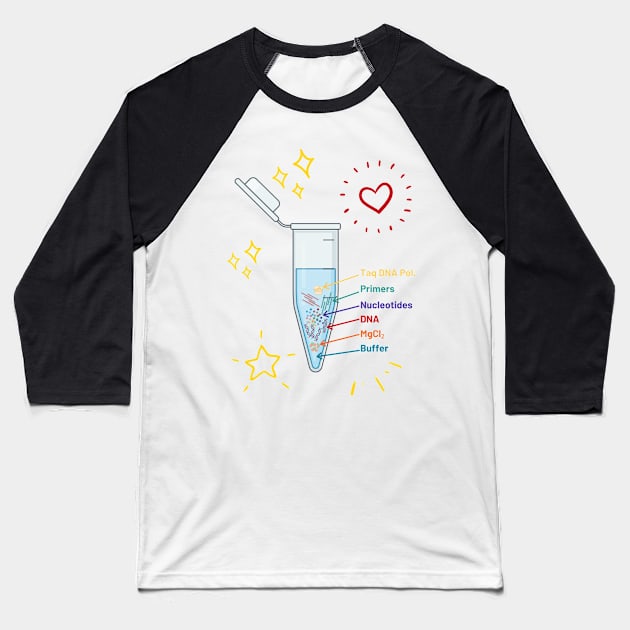 The Perfect PCR Polymerase Chain Reaction Process Steps Chemicals Biology Science Pipette Tubes Baseball T-Shirt by labstud